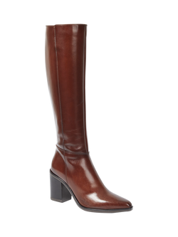 Jones Bootmaker Cagliaril Leather Large Width Knee High Boots, Brown - view 2, Brown
