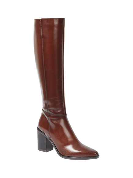 Jones Bootmaker Cagliaril Leather Large Width Knee High Boots, Brown - view 2, Brown