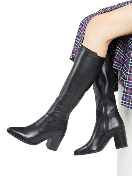 Jones Bootmaker Cagliari Medium Calf Fit Knee High Leather Boots - view 2, Black