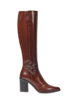 Jones Bootmaker Cagliari Leather Medium Calf Fit Knee High Boots, Brown, Brown