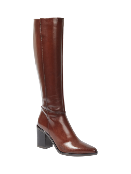 Jones Bootmaker Cagliari Leather Medium Calf Fit Knee High Boots, Brown - view 2, Brown