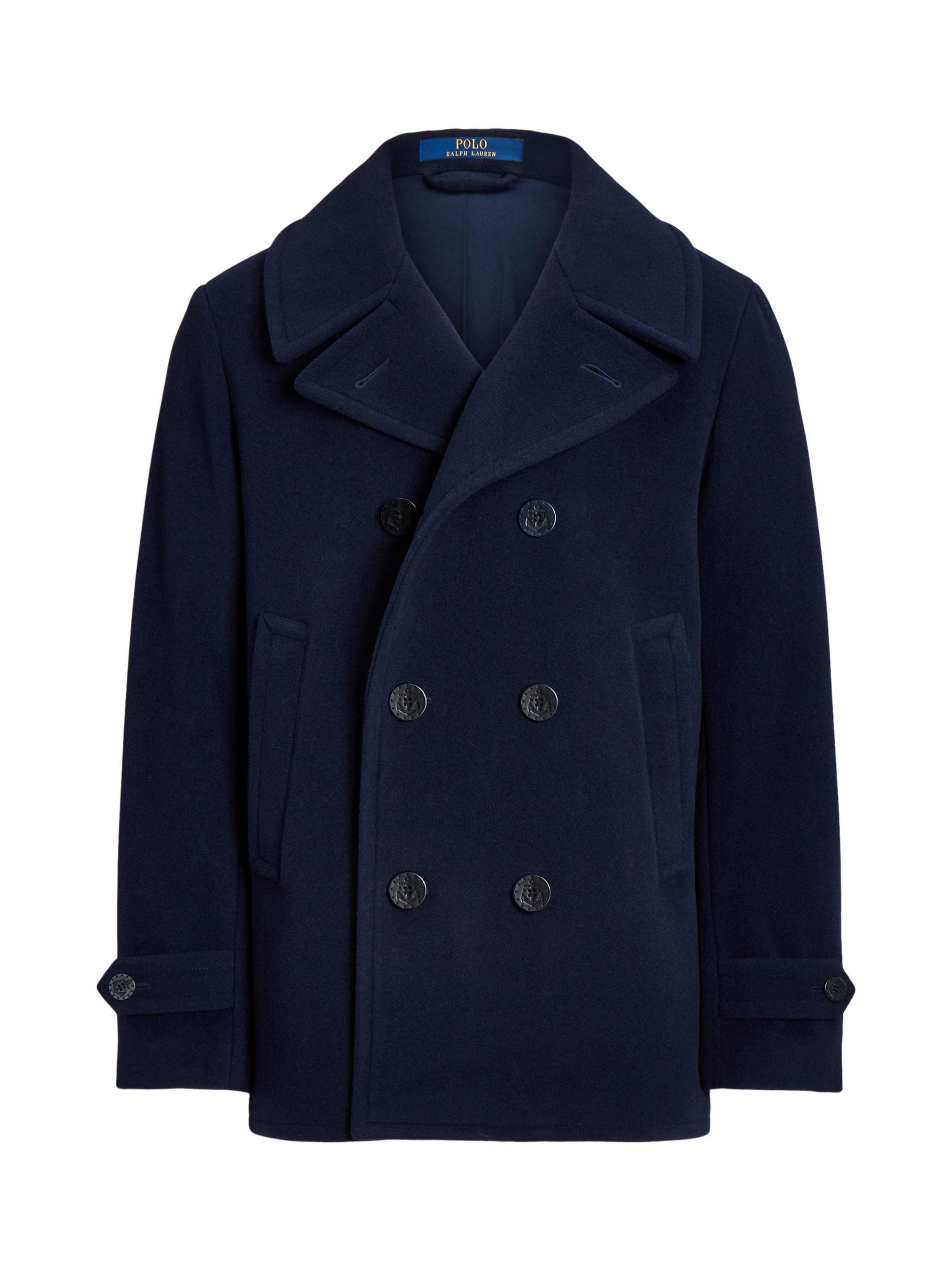 Polo Ralph Lauren Tailored Fit Wool Blend Pea Coat Navy