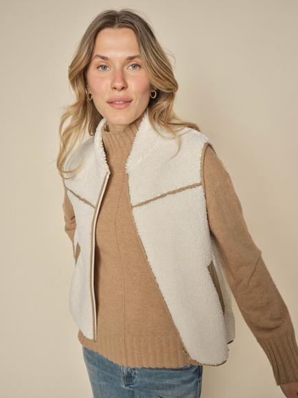 MOS MOSH Rowe Teddy Gilet, Ecru, Ecru