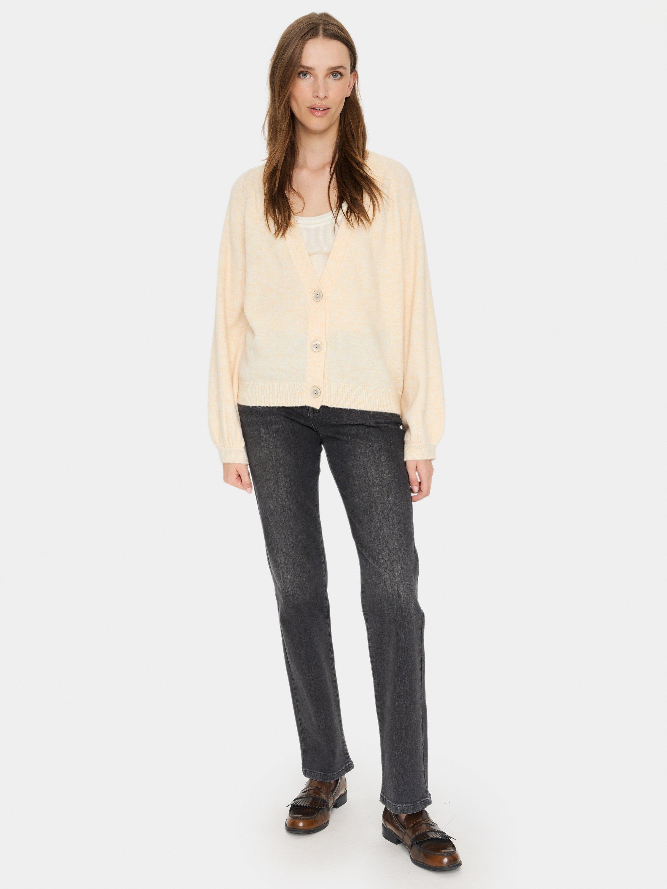 Product image 3 of 6, which shows Saint Tropez Garbie V-Neck Cardigan, Cream, XS