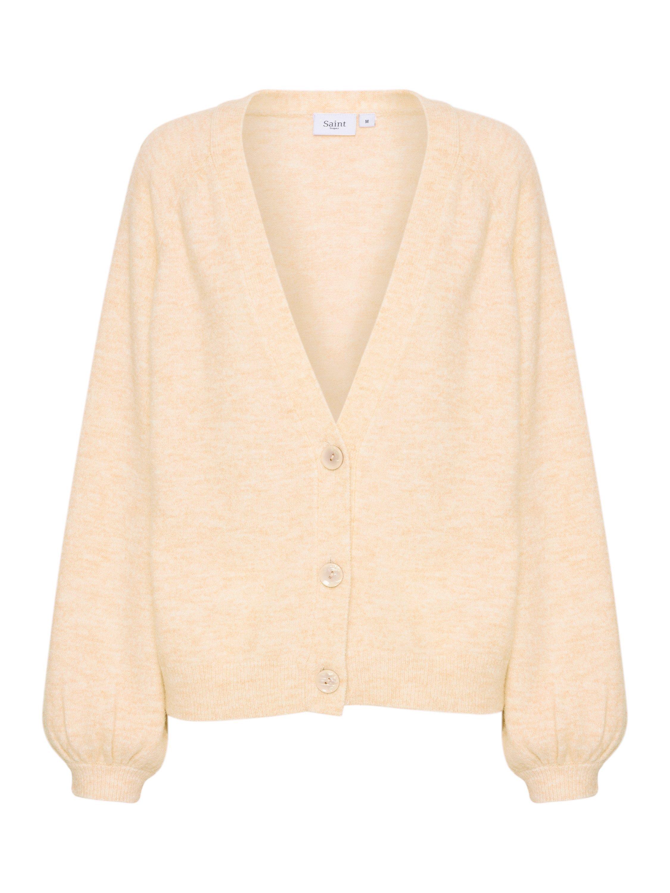 Product image 5 of 6, which shows Saint Tropez Garbie V-Neck Cardigan, Cream, XS