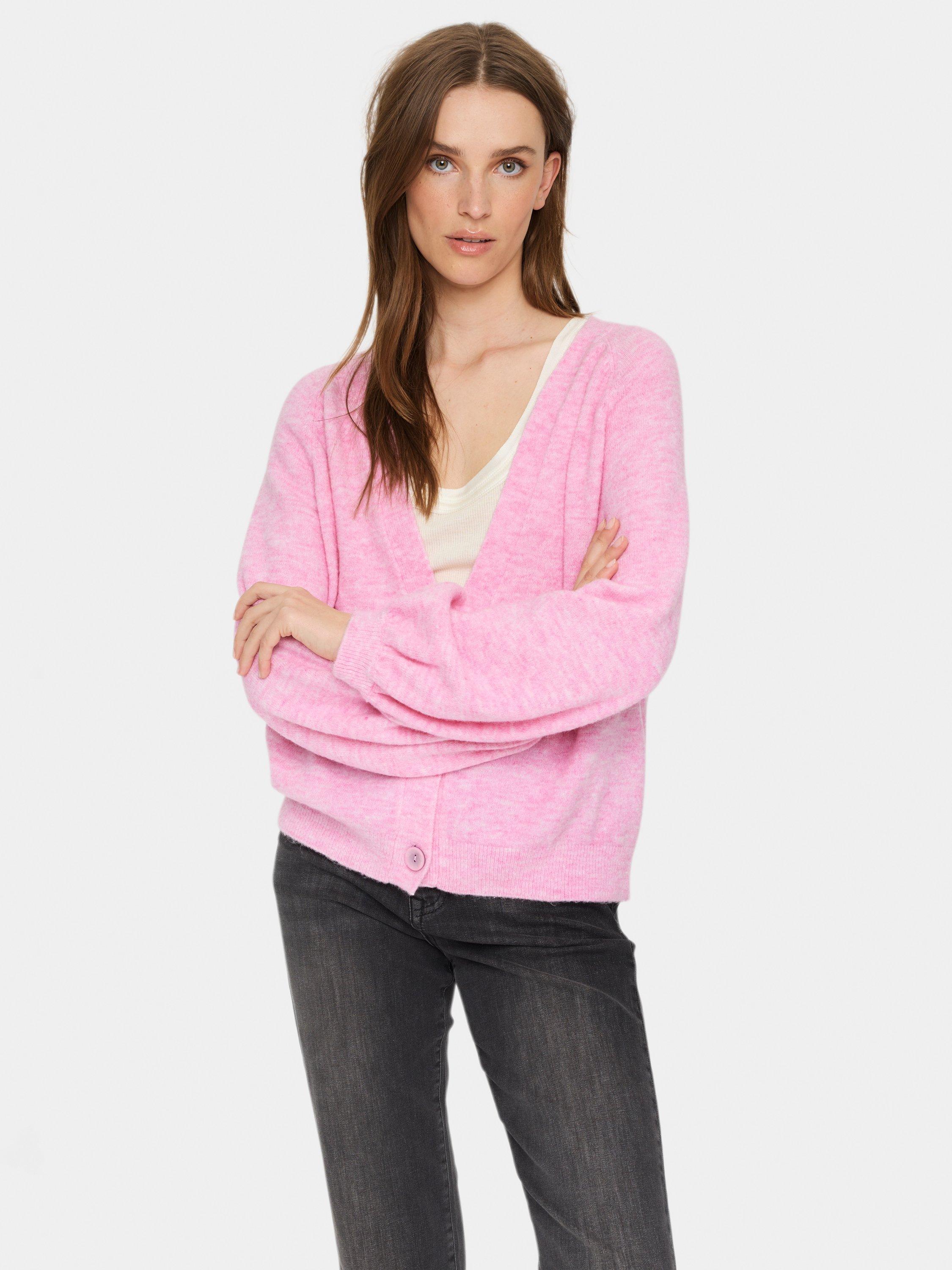 Product image 1 of 6, which shows Saint Tropez Garbie V-Neck Cardigan, Rose, XS