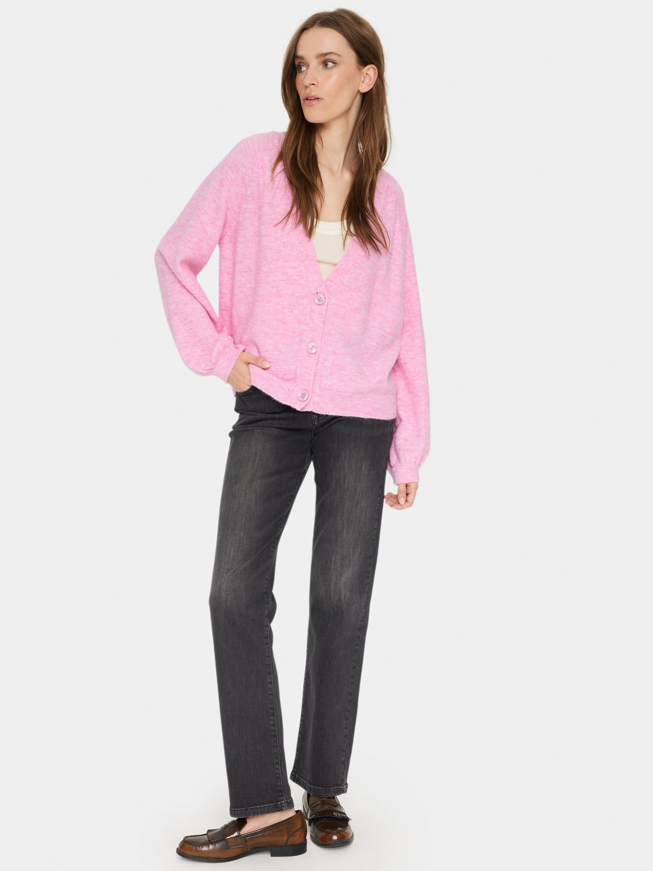 Product image 3 of 6, which shows Saint Tropez Garbie V-Neck Cardigan, Rose, XS
