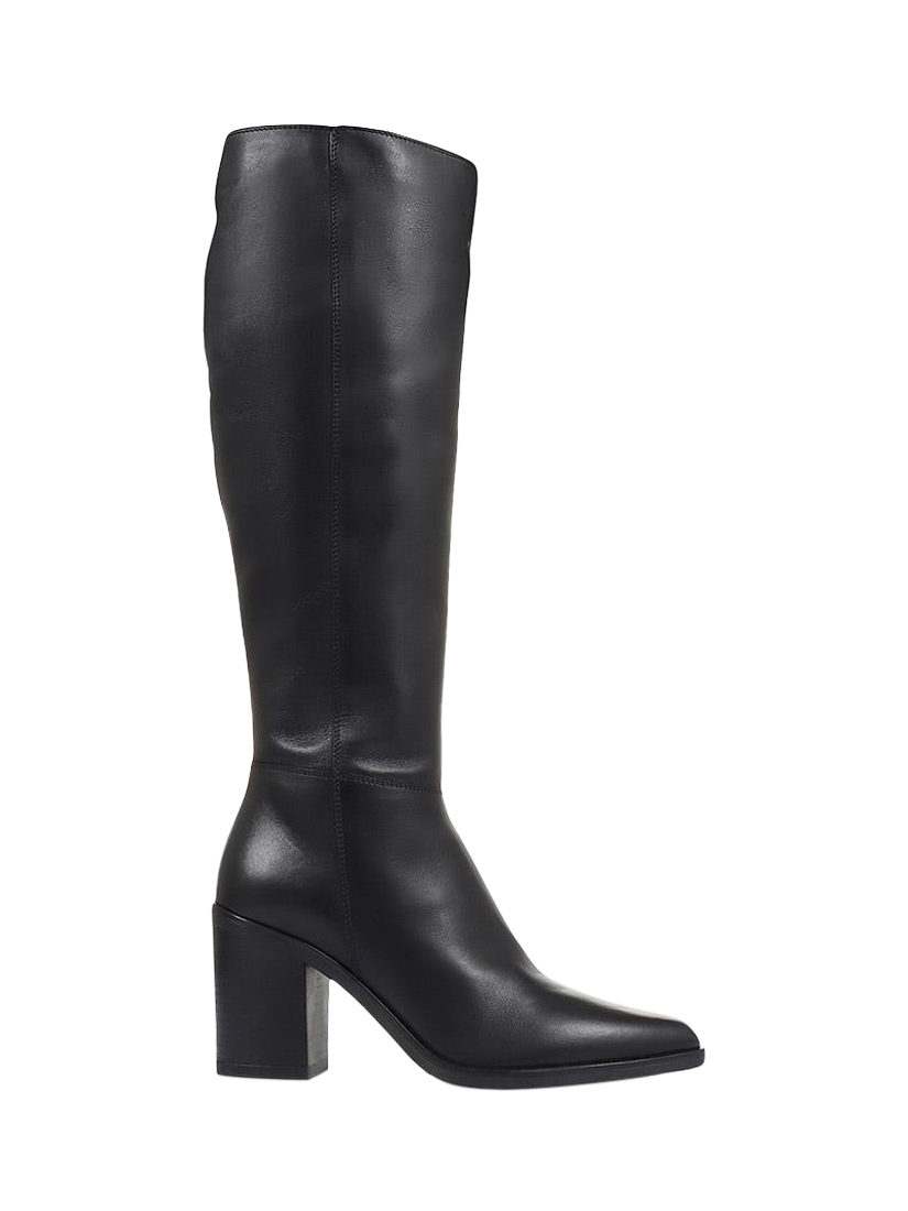 Knee shops high black leather boots slim calf