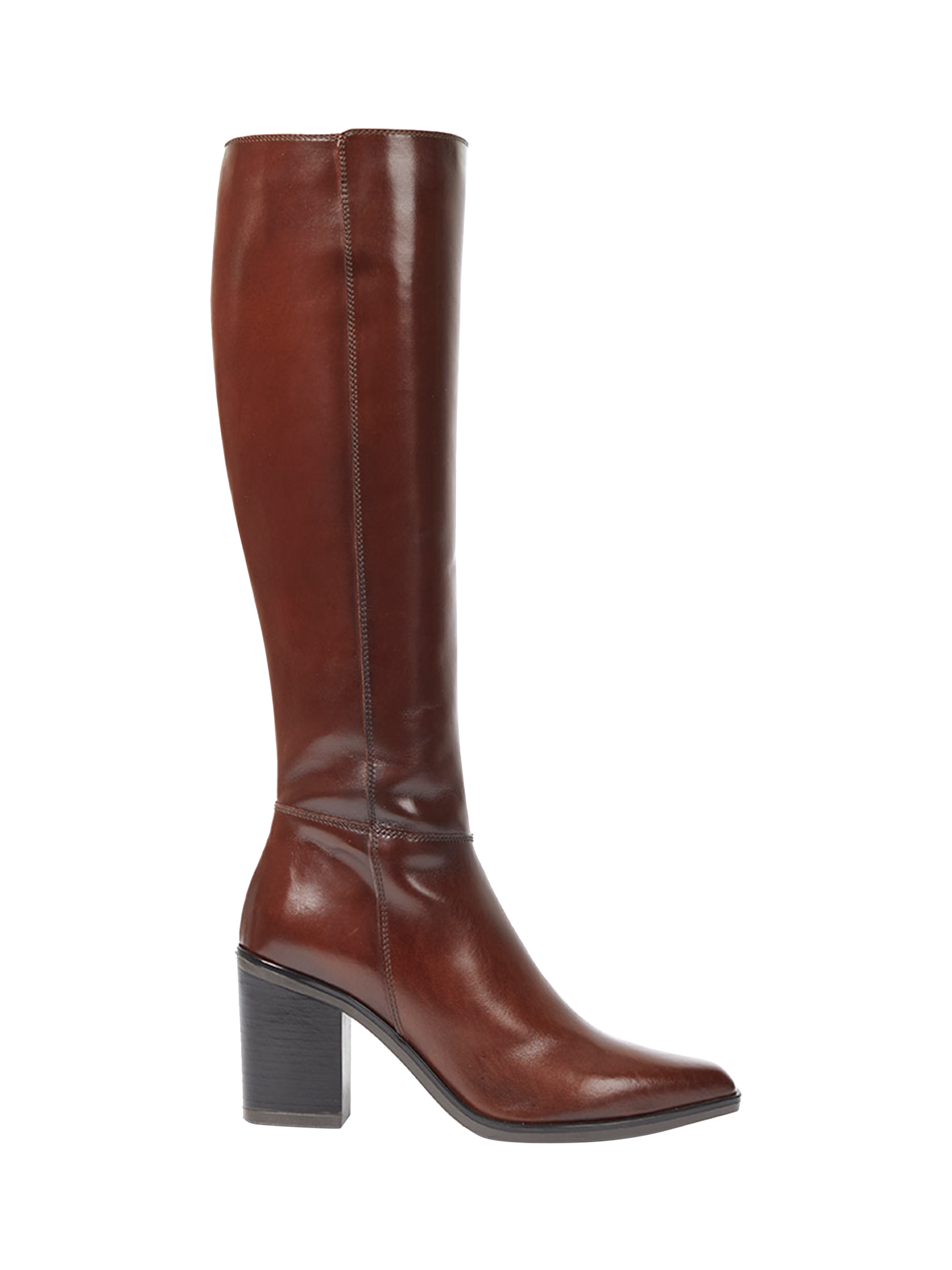 Jones Bootmaker Cagliari Leather Extra Slim Calf Knee High Boots Black Brown