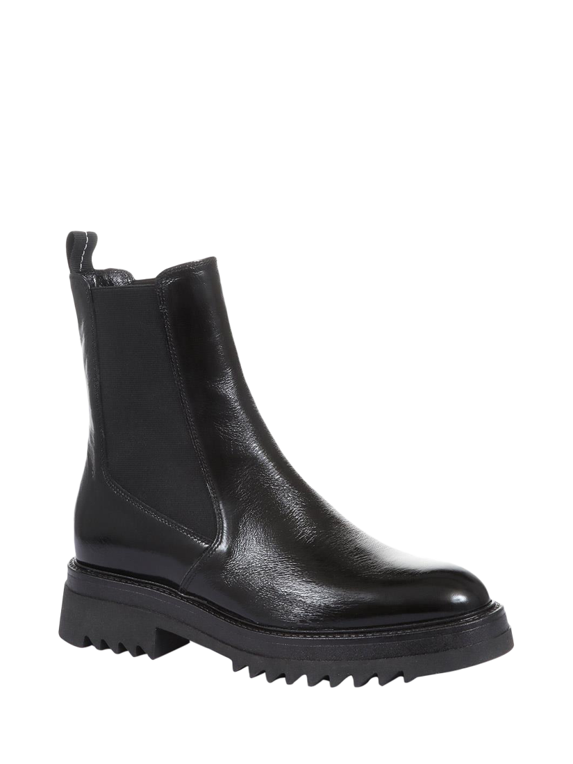 Product image 3 of 6, which shows Jones Bootmaker Denno Leather Chunky Chelsea Boots, Black Patent, 3