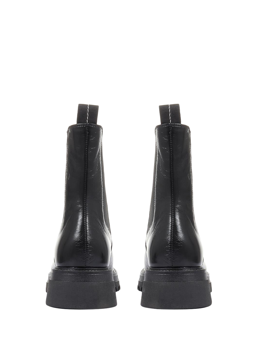 Product image 4 of 6, which shows Jones Bootmaker Denno Leather Chunky Chelsea Boots, Black Patent, 3
