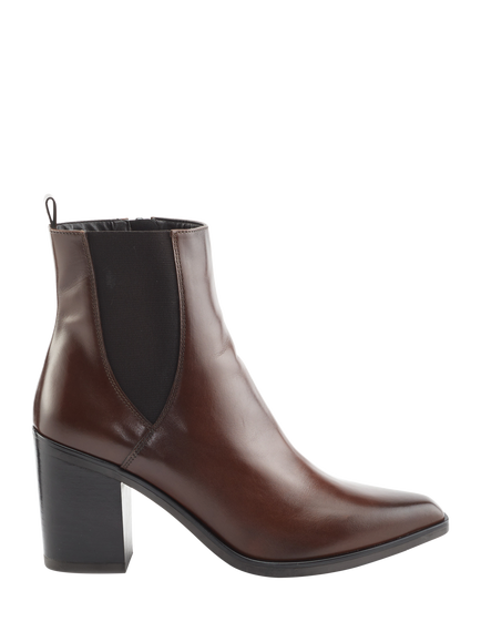 Jones Bootmaker Kalamata Leather Heeled Chelsea Boots, Brown, Brown
