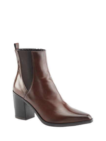 Jones Bootmaker Kalamata Leather Heeled Chelsea Boots, Brown - view 2, Brown