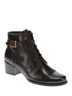 Jones Bootmaker Kyndall Leather Heeled Ankle Boots, Black - view 2, Black