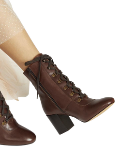 Jones Bootmaker Liana Leather Heeled Ankle Boots - view 2, Tan