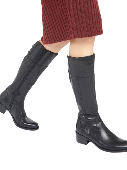 Jones Bootmaker Rachel Medium Calf Fit Leather Riding Boots - view 2, Black