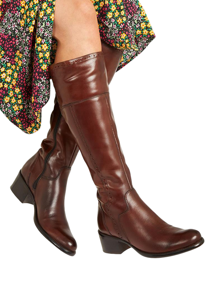 Jones Bootmaker Rachel Medium Calf Fit Leather Riding Boots - view 2, Tan