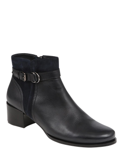 Jones Bootmaker Sarina Leather Heeled Ankle Boots - view 2, Navy
