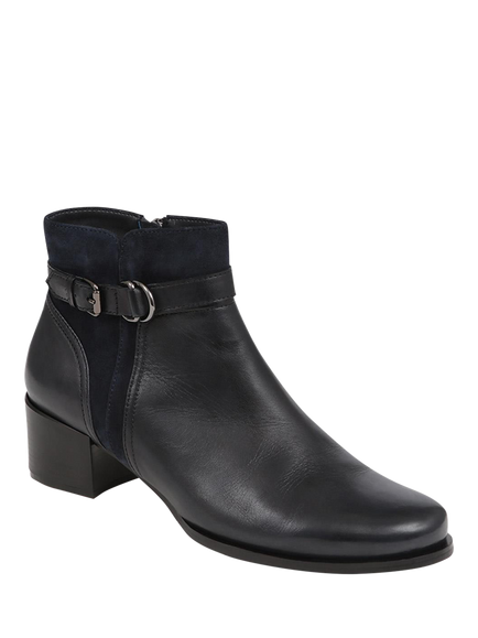 Jones Bootmaker Sarina Leather Heeled Ankle Boots - view 2, Navy