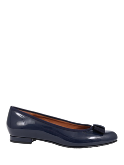 Jones Bootmaker Soleil Wide Fit Leather Ballet Pumps, Navy Patent
