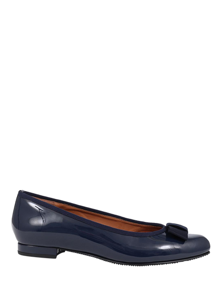 Jones Bootmaker Soleil Wide Fit Leather Ballet Pumps, Navy Patent