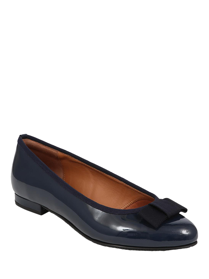 Product image 2 of 5, which shows Jones Bootmaker Soleil Wide Fit Leather Ballet Pumps, Navy Patent, 2W
