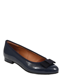 Jones Bootmaker Soleil Wide Fit Leather Ballet Pumps - view 2, Navy Patent