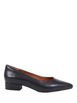 Jones Bootmaker Sunstone Wide Fit Leather Pointed Pumps, Navy