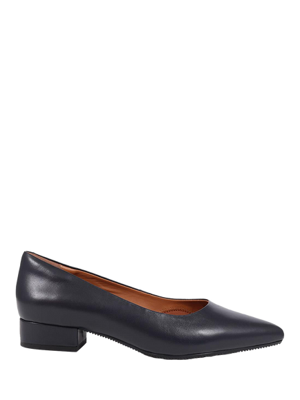 Jones Bootmaker Sunstone Wide Fit Leather Pointed Pumps, Navy