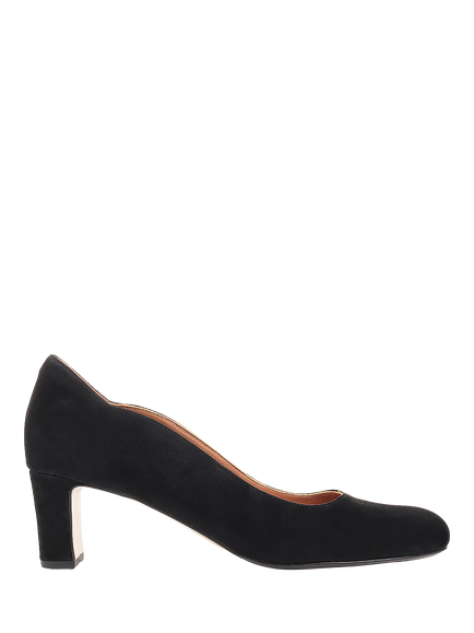 Jones Bootmaker Zoey Suede Scallop Heeled Courts, Black