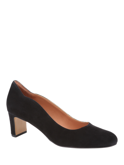 Jones Bootmaker Zoey Suede Scallop Heeled Courts - view 2, Black