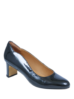 Jones Bootmaker Zoey Leather Scallop Heeled Courts - view 2, Navy Patent