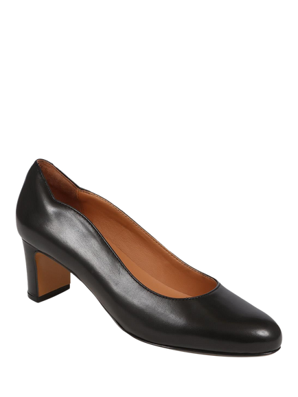 Jones Bootmaker Zoey Wide Fit Leather Scallop Heeled Courts - view 2, Black