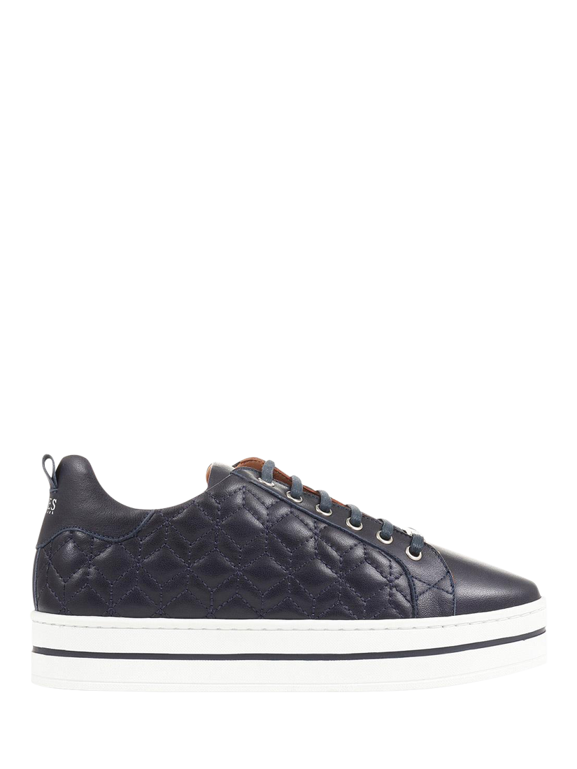 Product image 1 of 6, which shows Jones Bootmaker Alexandrite Leather Diamond Quilted Trainers, Navy, 3