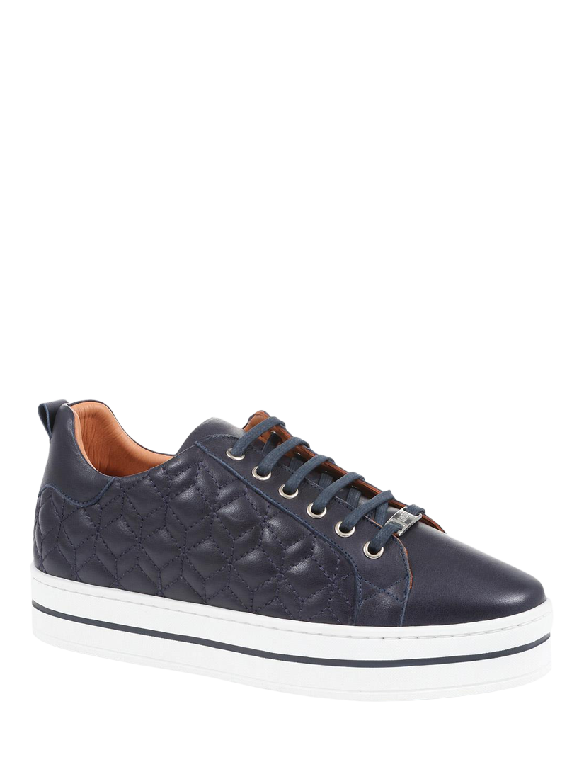 Product image 3 of 6, which shows Jones Bootmaker Alexandrite Leather Diamond Quilted Trainers, Navy, 3