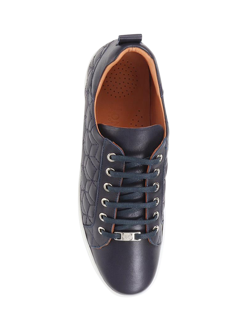 Product image 5 of 6, which shows Jones Bootmaker Alexandrite Leather Diamond Quilted Trainers, Navy, 3