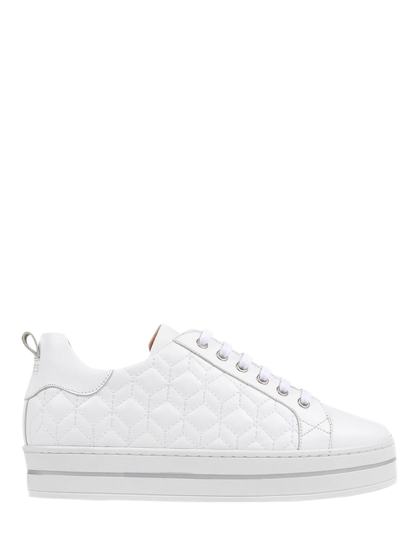 Product image 1 of 6, which shows Jones Bootmaker Alexandrite Leather Diamond Quilted Trainers, White, 3