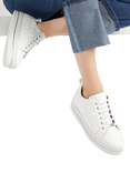 Jones Bootmaker Alexandrite Leather Diamond Quilted Trainers, White