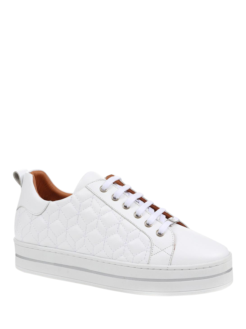 Product image 3 of 6, which shows Jones Bootmaker Alexandrite Leather Diamond Quilted Trainers, White, 3
