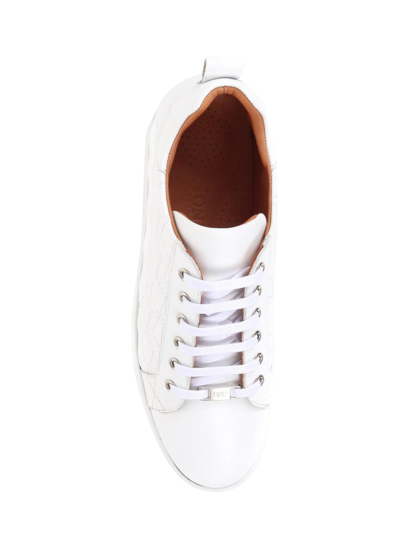 Product image 5 of 6, which shows Jones Bootmaker Alexandrite Leather Diamond Quilted Trainers, White, 3