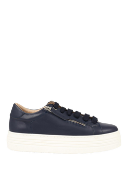 Jones Bootmaker Amaliada Leather Zip Detail Platform Trainers, Navy