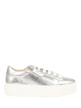 Jones Bootmaker Amaliada Leather Zip Detail Platform Trainers, Silver
