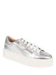 Jones Bootmaker Amaliada Leather Zip Detail Platform Trainers, Silver