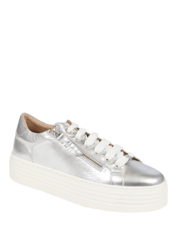 Jones Bootmaker Amaliada Leather Zip Detail Platform Trainers - view 2, Silver