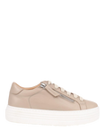 Jones Bootmaker Amaliada Leather Zip Detail Platform Trainers, Stone