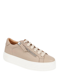 Jones Bootmaker Amaliada Leather Zip Detail Platform Trainers, Stone