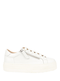 Jones Bootmaker Amaliada Leather Zip Detail Platform Trainers, White