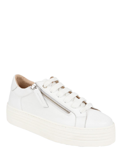 Jones Bootmaker Amaliada Leather Zip Detail Platform Trainers - view 2, White