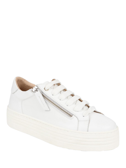 Jones Bootmaker Amaliada Leather Zip Detail Platform Trainers - view 2, White
