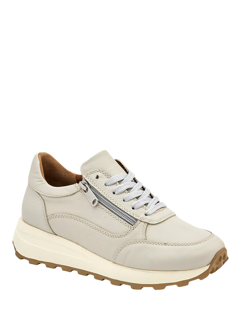 Product image 2 of 5, which shows Jones Bootmaker Bertina Leather Fashion Trainers, Off White, 3